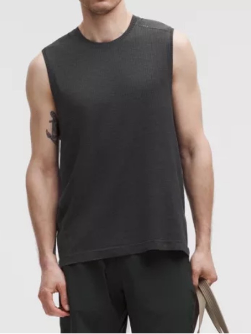 Lululemon Metal Vent Tech Sleeveless Shirt Black Gray Muscle Tee-Medium